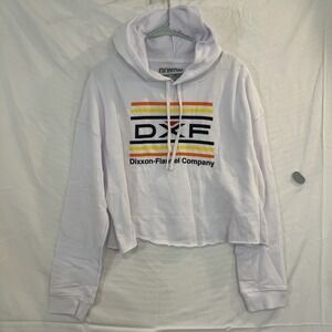 Dixxon Flannel Company Hoodie Womens Sz XL White Crop Pullover DXF Logo Made USA